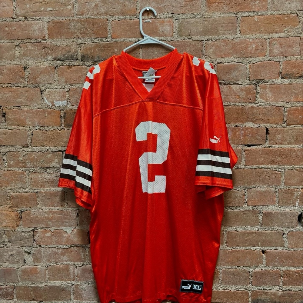 $60 vintage 90s Puma Tim Couch Cleveland Browns orange and white NFL jersey